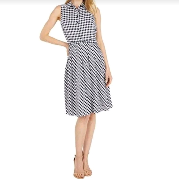Ralph Lauren Black Label Dresses & Skirts - Lauren Ralph Lauren midi dress navy white belted lined fit flare size 6